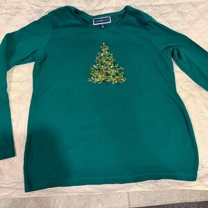 Woman’s Christmas Tree Long Sleeve Shirt Medium
